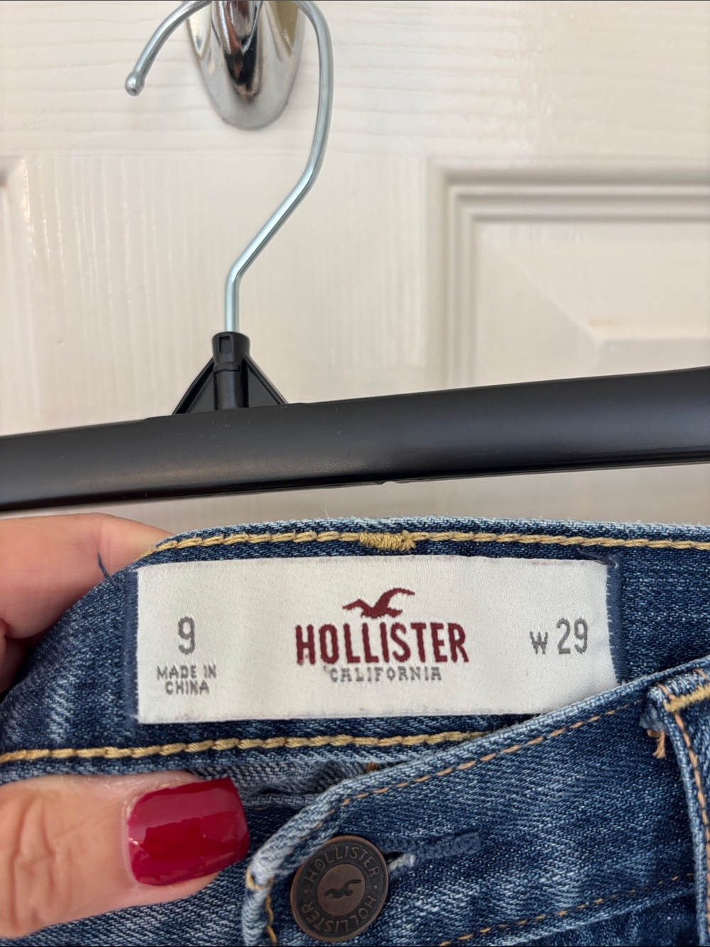 Hollister Women's Distressed Dark Blue Denim Cutoff Shorts - Picture 6 of 6